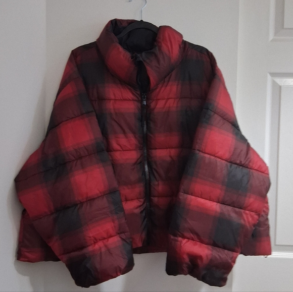 OLD NAVY RED AND BLACK BUFFALO PLAID PUFFER JACKET SIZE XXL - Picture 5 of 10